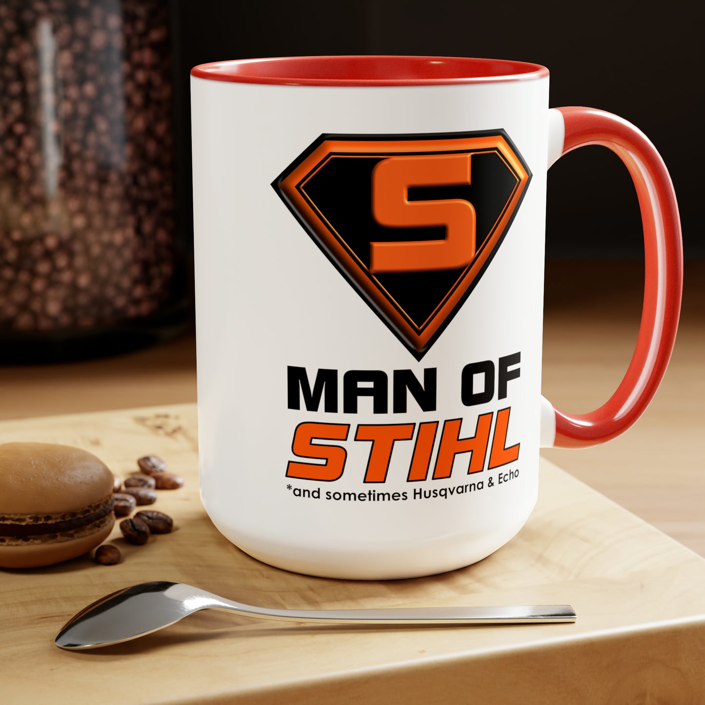 Man of Stihl Two-Tone Coffee Mugs, 15oz