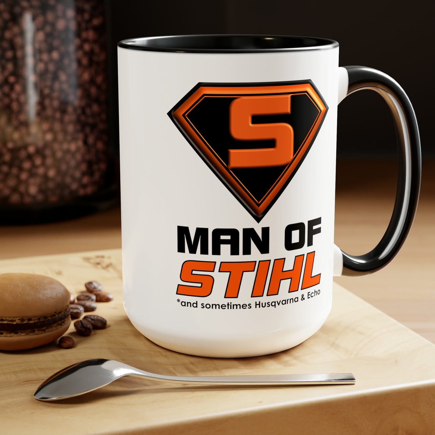 Man of Stihl Two-Tone Coffee Mugs, 15oz